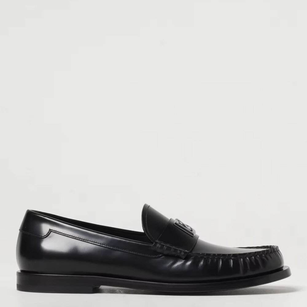 $895- Dolce & Gabbana A30248AQ237 Logo-Plaque Gathered Detailed Loafers- Size 9